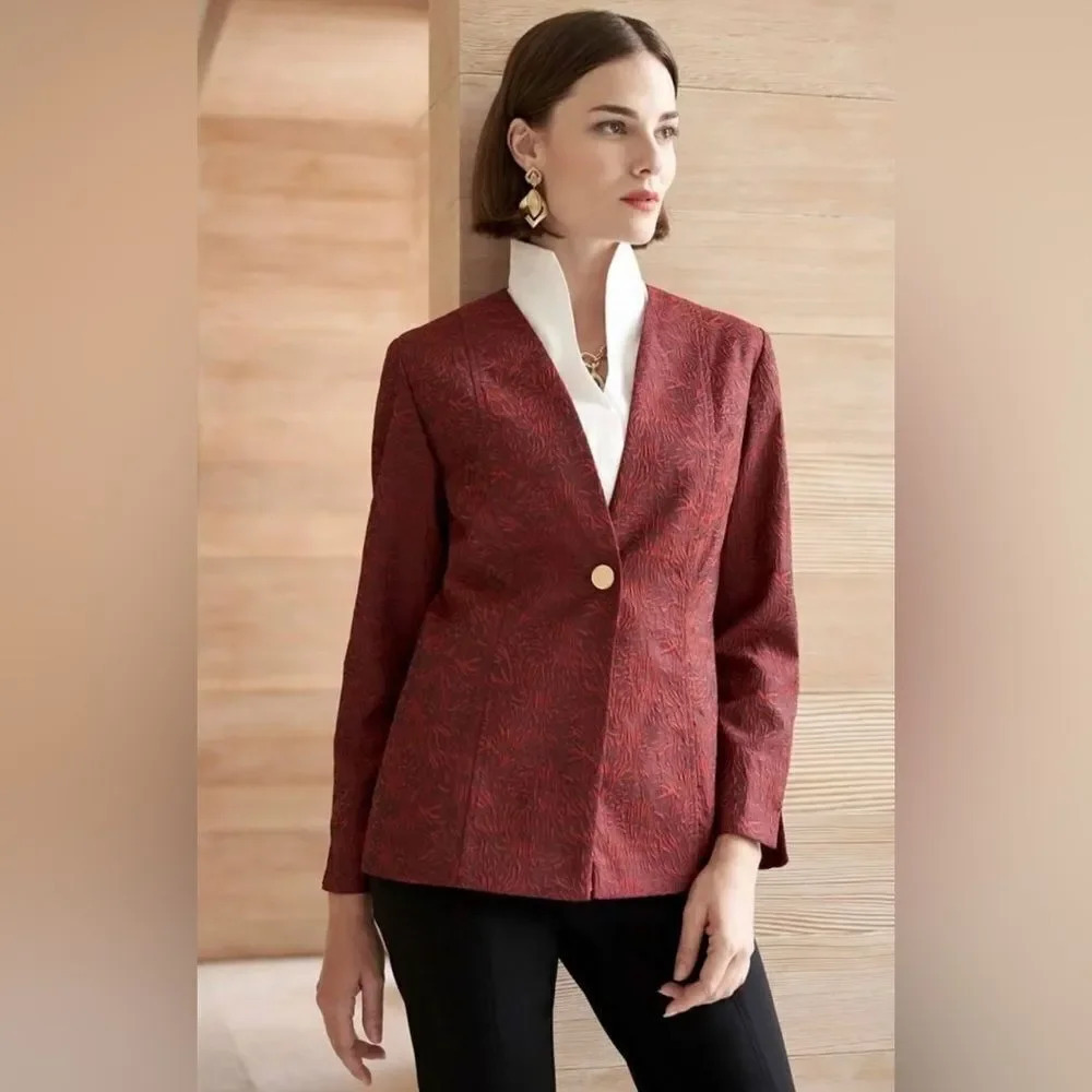 Misook Wispy Pattern Woven Jacket